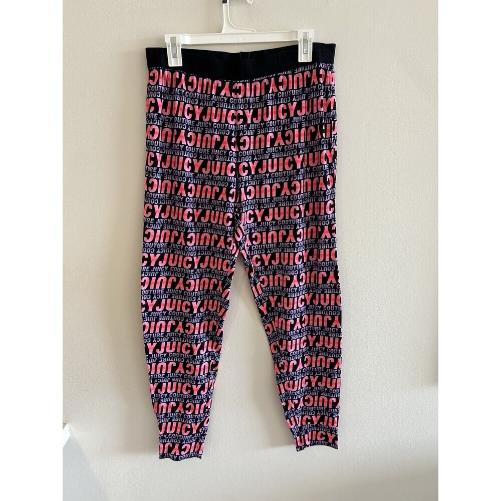 Juicy Couture Sleepwear Pants Women's L Pink Black Logo Print